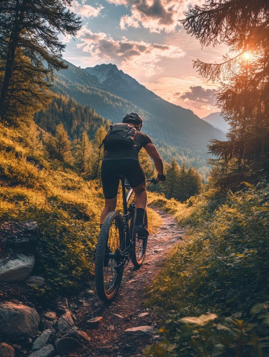 Homme-à-vélo-dans-les-sentiers-de-montagne